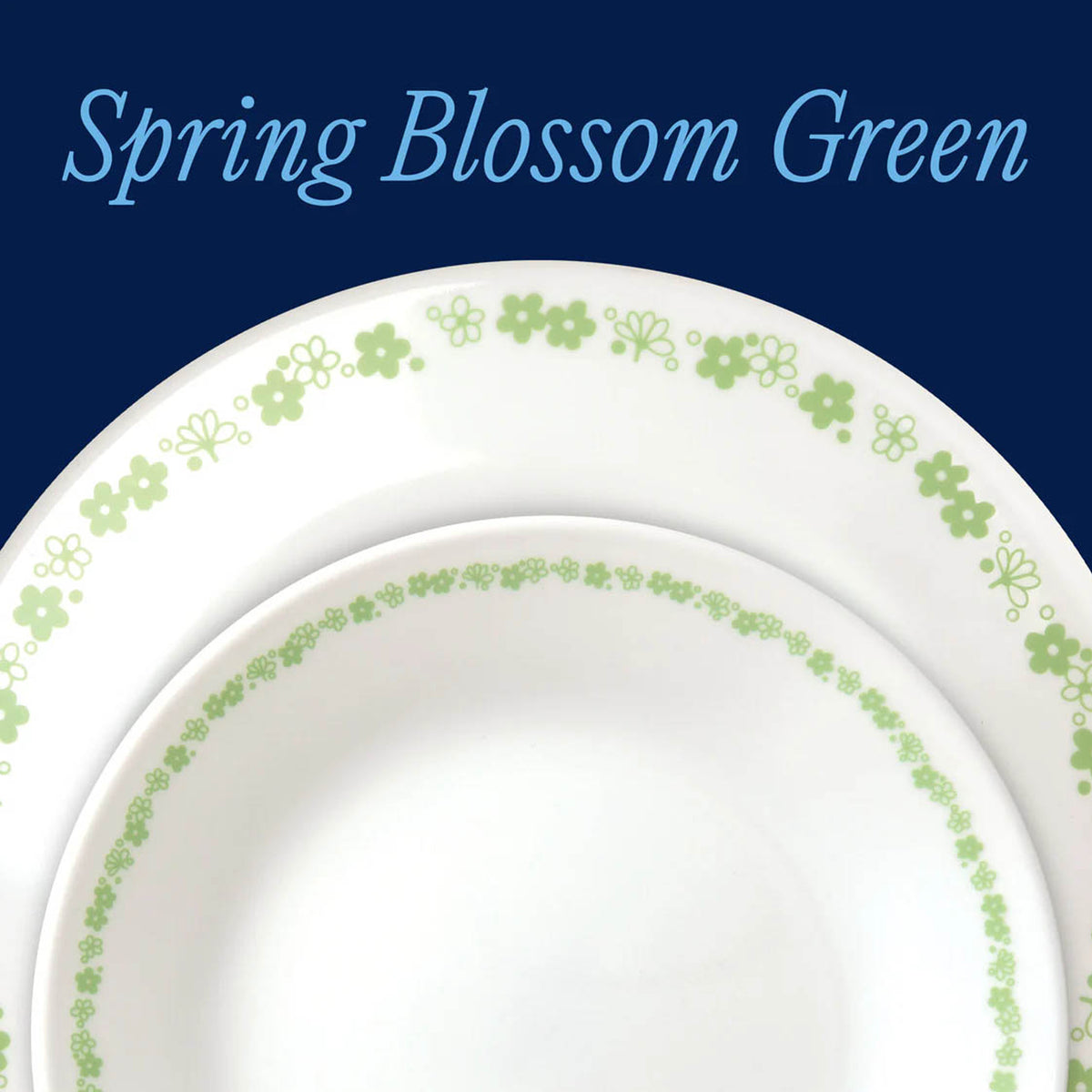 Corelle Spring Blossom Green 18 Piece Dinner Set White