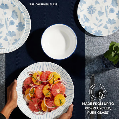 Corelle Botanical Stripes 12 Piece Dinner Set White