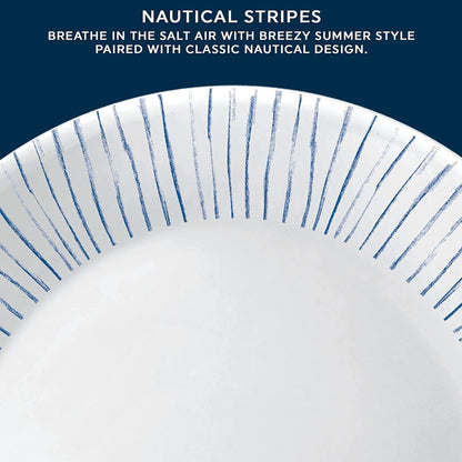 Corelle Nautical Stripes 18 Piece Dinner Set White