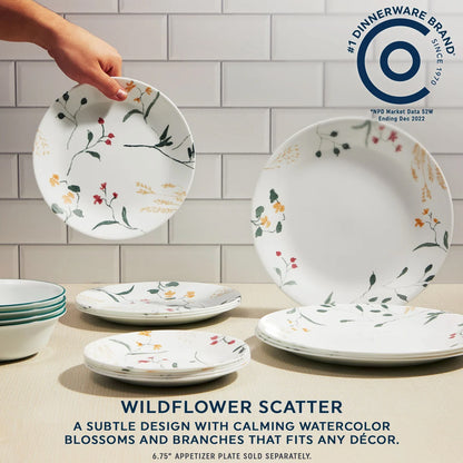 Corelle Wildflower Scatter 12 Piece Dinner Set White