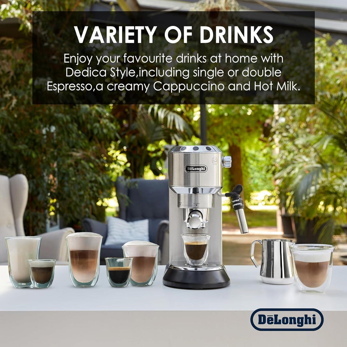 De'Longhi Dedica Deluxe EC685.M with KG521.M Grinder - Metal