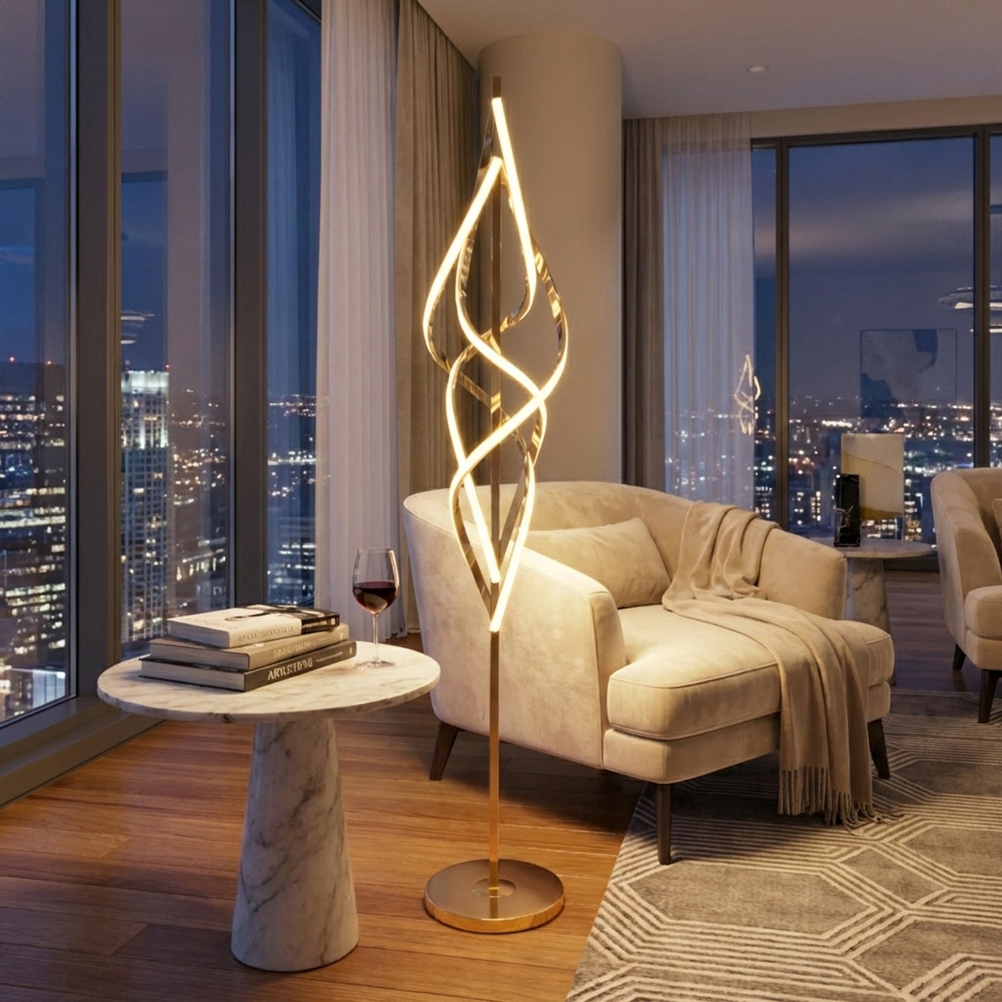 Twisting Design Floor Lamp Gold
