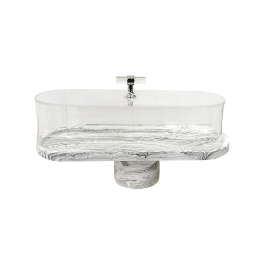 Marble Design Rectangular Cake Server Black & White