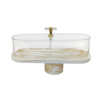 Marble Design Rectangular Cake Server Brown & White