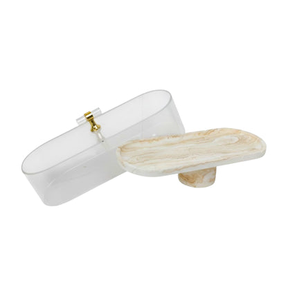 Marble Design Rectangular Cake Server Brown & White