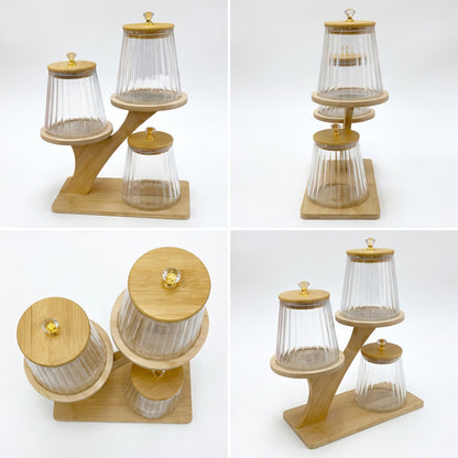 3 Piece Bamboo Canister Set Clear