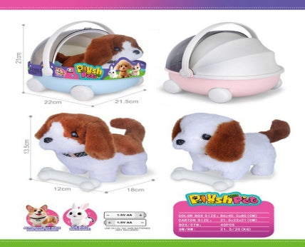 Battery Operated Plush Pet Dog with Bone & Sound Assorted