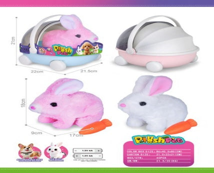 Battery Operated Plush Pet Rabbit with Radish & Sound Assorted