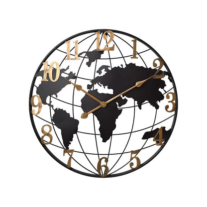 60cm World Design Wall Clock Black & Gold