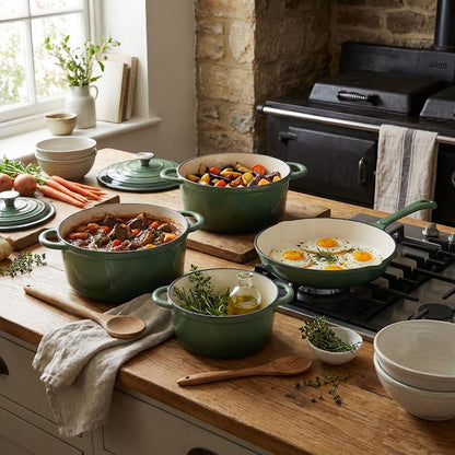 CH 7 Piece Cast Iron Pot Set Olive