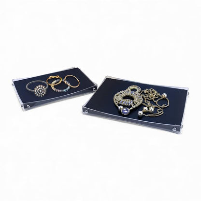 2 Piece Acrylic & Leather Tray Black