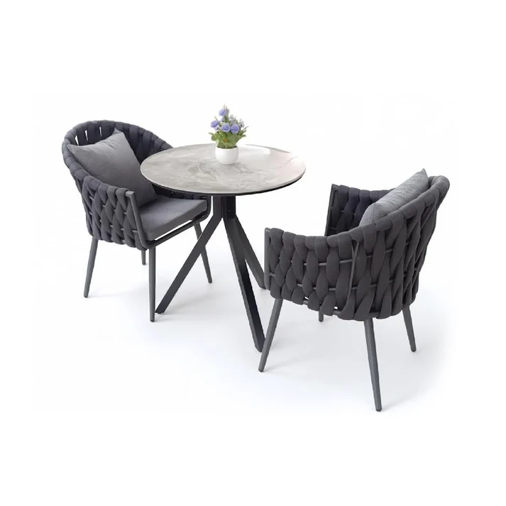Woven 3 Piece Table & Chairs Black