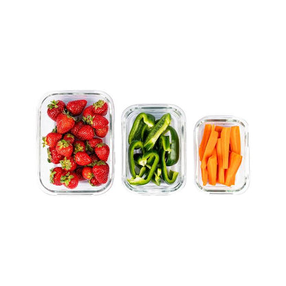 CH 3 Piece Glass Lunch Box Set Clear