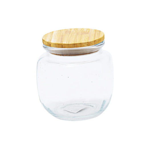 Kitchen Life 1.4Lt Round Glass Canister with Bamboo Lid Clear