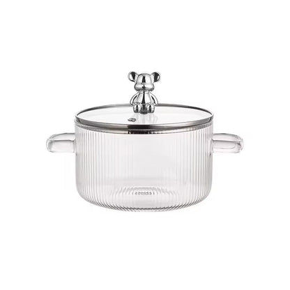Borosilicate Glass Fluted Stovetop Pot Clear