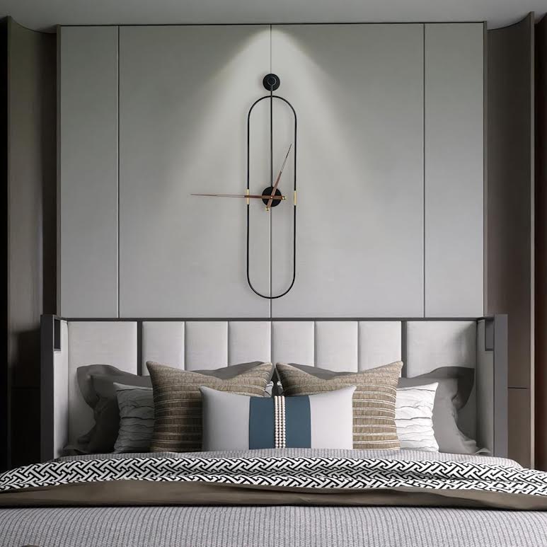 Modern Oval Wall Clock Black