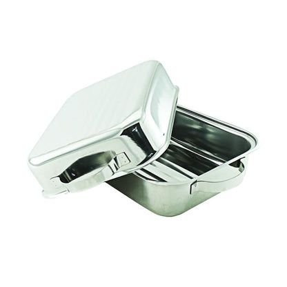 Steel King 38cm Stainless Steel Double Roasting Pan Silver