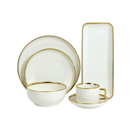 32 Piece Dinner Set Gold & White