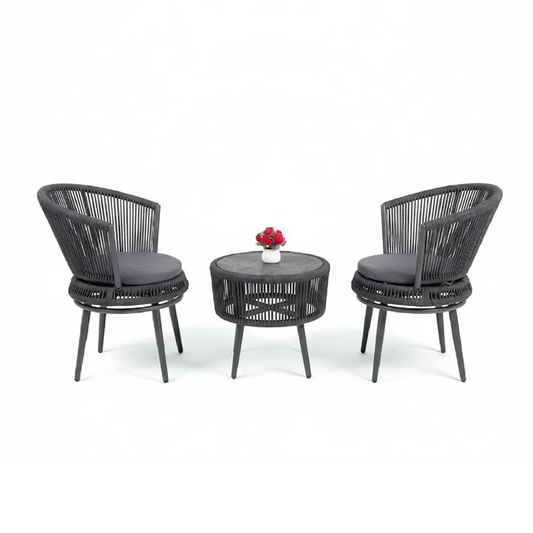 Spoked 3 Piece Table & Chairs Grey