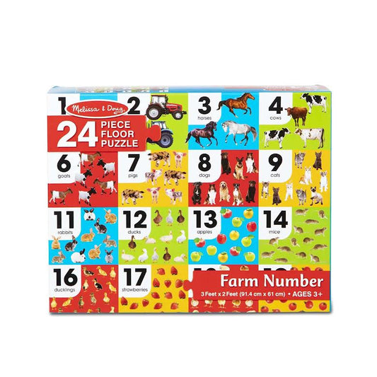 Melissa & Doug 24 Piece Farm Number Floor Puzzle Multicoloured