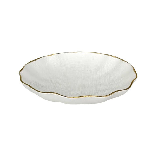 Large Round Bowl Gold & White