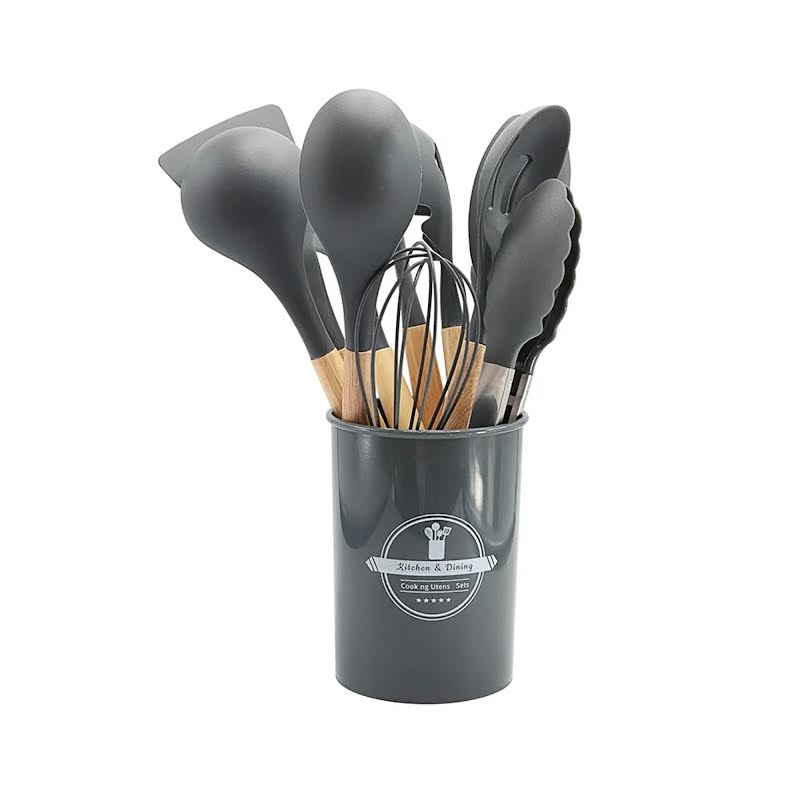 12 Piece Kitchen Utensil Set Light Grey
