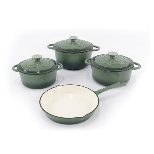 CH 7 Piece Cast Iron Pot Set Olive