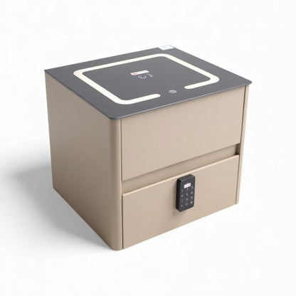 Side Pedestal with Safe & Wireless Charging Beige