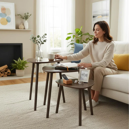 3 Piece Coffee Table Dark Brown