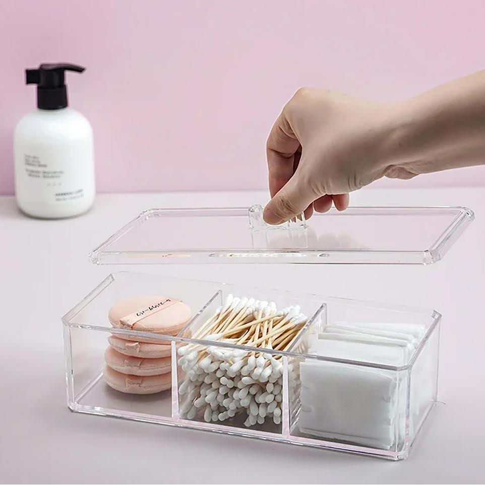 Five Selena 3 Compartment Cotton Box Clear