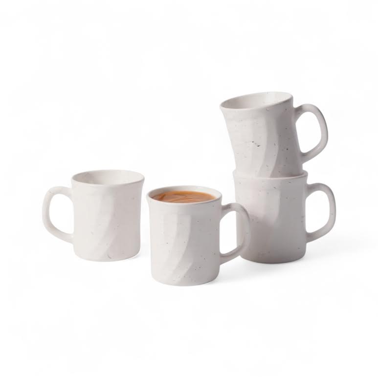 Rolux Opal Glass 4 Piece 295ml Mug Set White