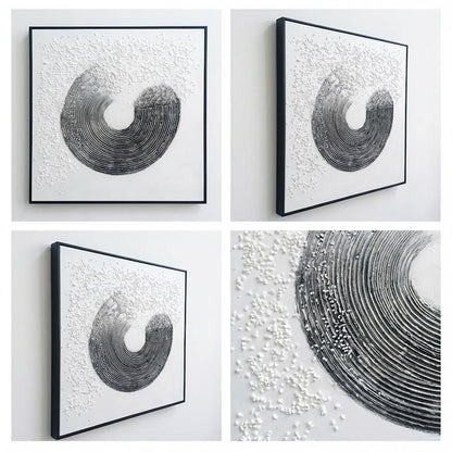 100 x 100cm Ripple Effect Painting Black & White