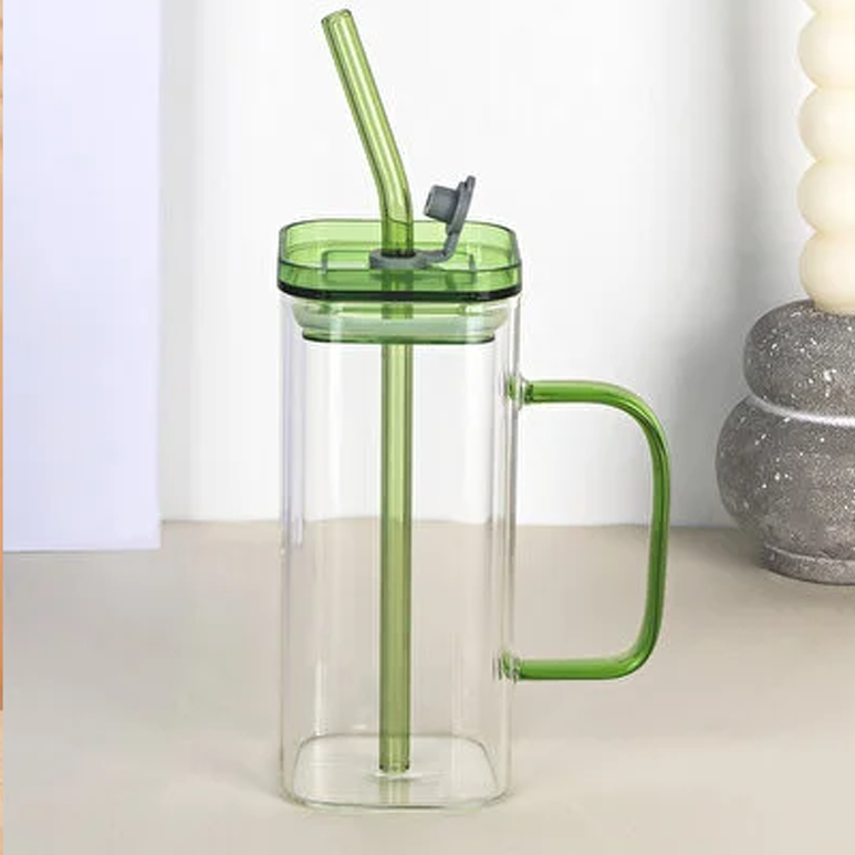 Borosilicate Glass 300ml Cup Clear & Green