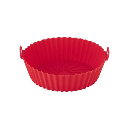 Kitchen Life  Piece Silicone Round Air Fryer Liner Set Grey & Red
