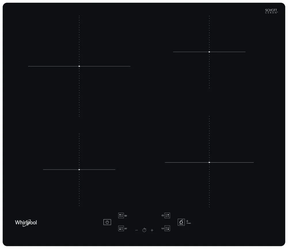 Whirlpool 60cm Induction Glass-Ceramic Hob Black