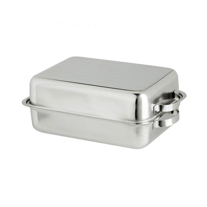 Steel King 38cm Stainless Steel Double Roasting Pan Silver