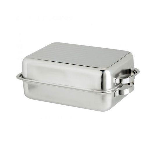 Steel King 38cm Stainless Steel Double Roasting Pan Silver