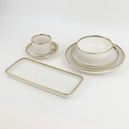 32 Piece Dinner Set Gold & White