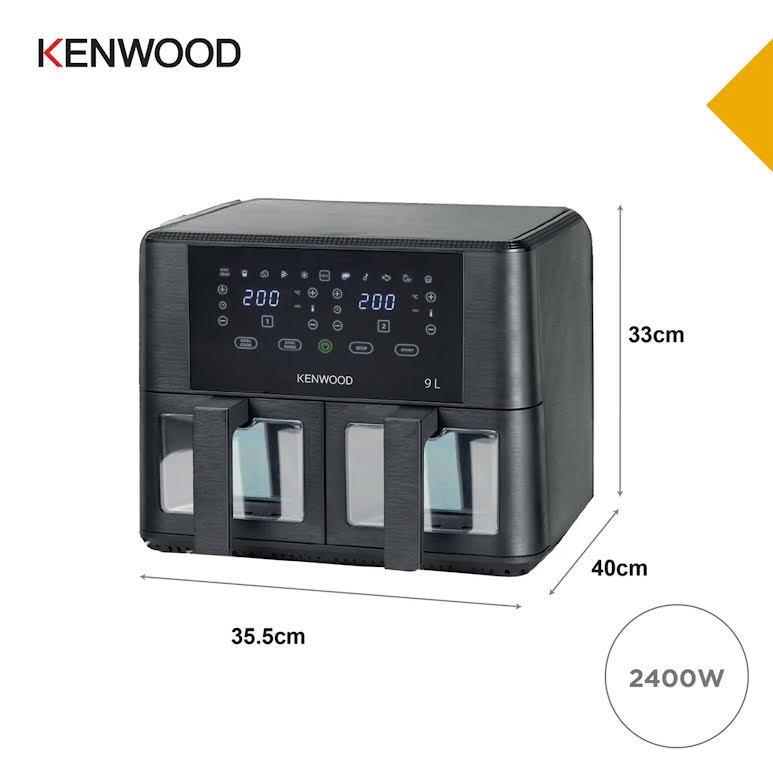 Kenwood 9L Dual Air Fryer with Viewing Window Black