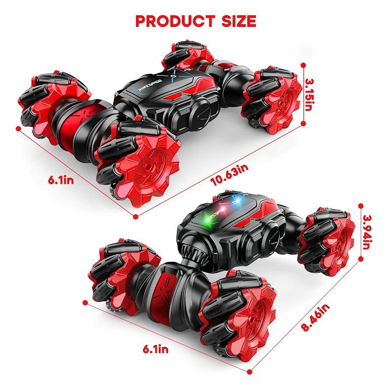 RC Stunt Car with Lights Black & Red