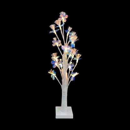 60cm White LED Tree with Leaves Multicoloured