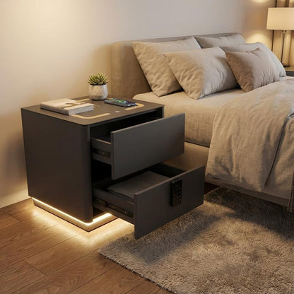 Side Pedestal with Safe & Wireless Charging Dark Grey