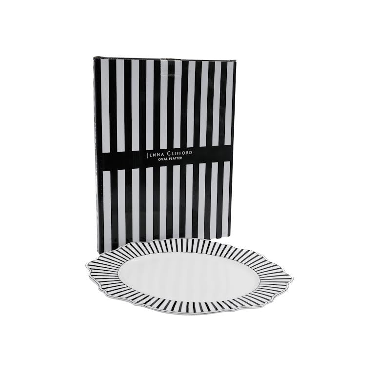 Jenna Clifford Ivory Noir 35cm Oval Platter Black & White