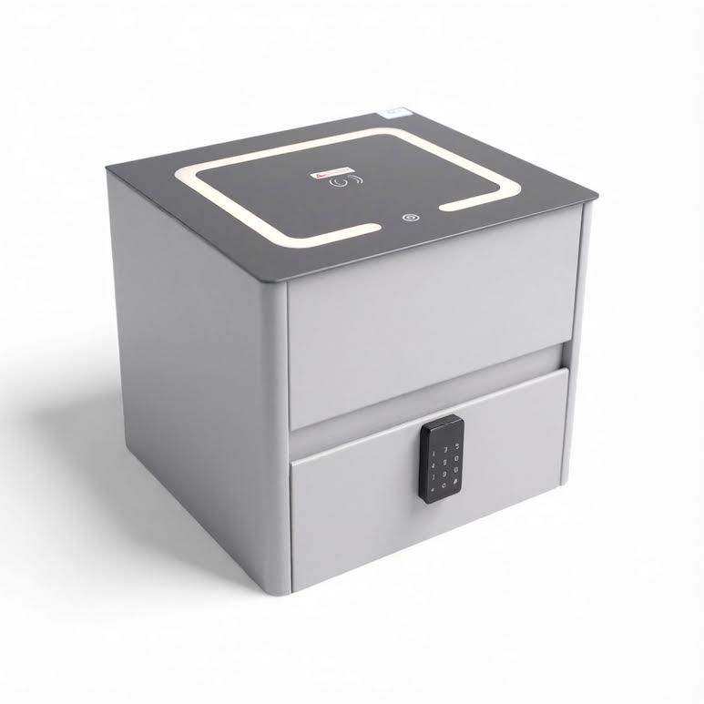 Side Pedestal with Safe & Wireless Charging Grey