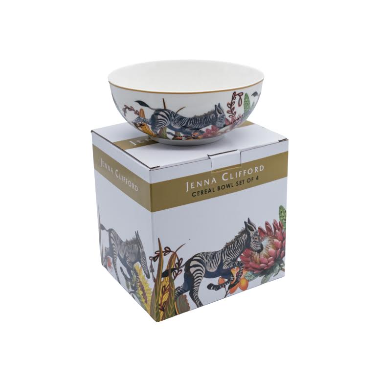 Jenna Clifford Wild Bloom 4 Piece Cereal Bowl Set Multicoloured