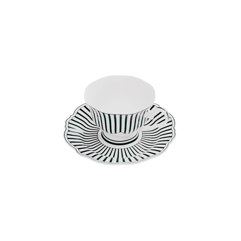 Jenna Clifford Ivory Noir 4 Piece Cup & Saucer Set Black & White