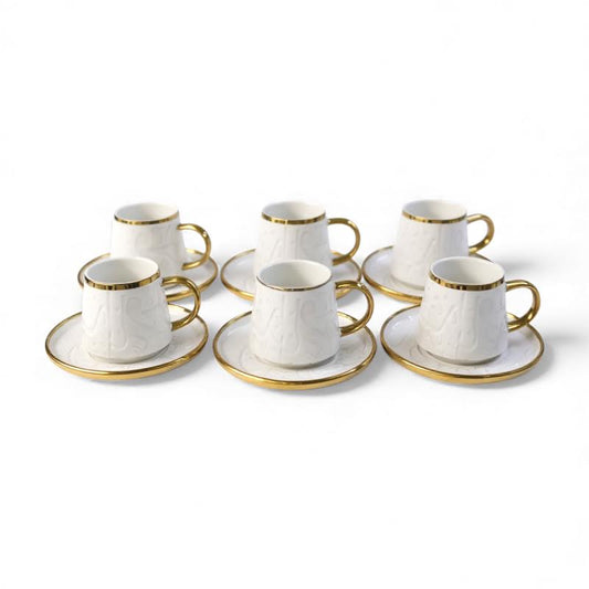12 Piece Cup & Saucer Set Gold & White