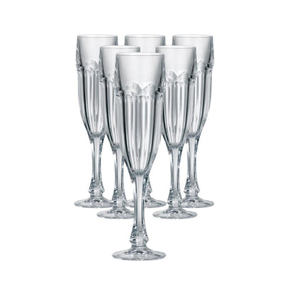 Bohemia 6 Piece Crystal Safari Champagne Glass Set Clear
