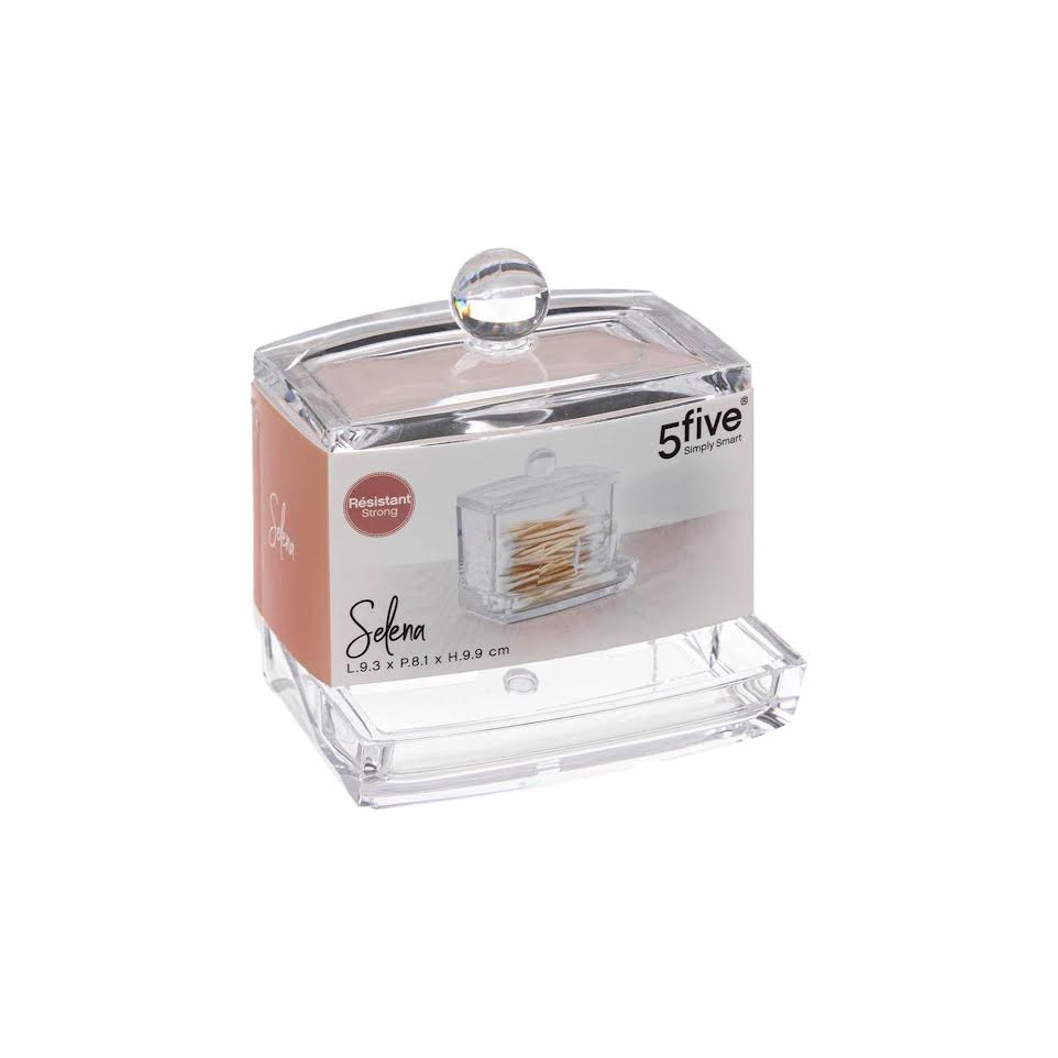 Five Selena Cotton Bud Dispenser Clear