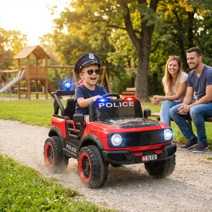 Kids Ride On Jeep Police Car Red